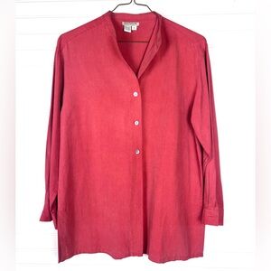 VINTAGE Ann Taylor Dusty Red 100% SILK Button-Down Shirt